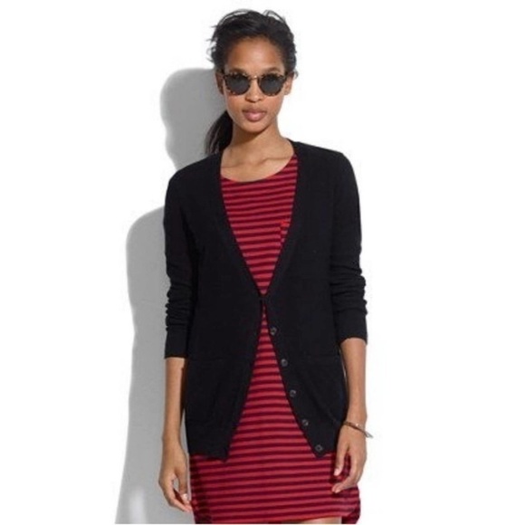 Madewell Sweaters - Madewell Inlet Button Up Long Sleeve Cotton Cardigan in Black Small